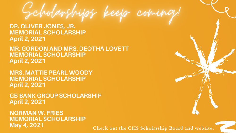 Scholarship Keep Coming and then a listing of scholarships and due dates, also in news article.