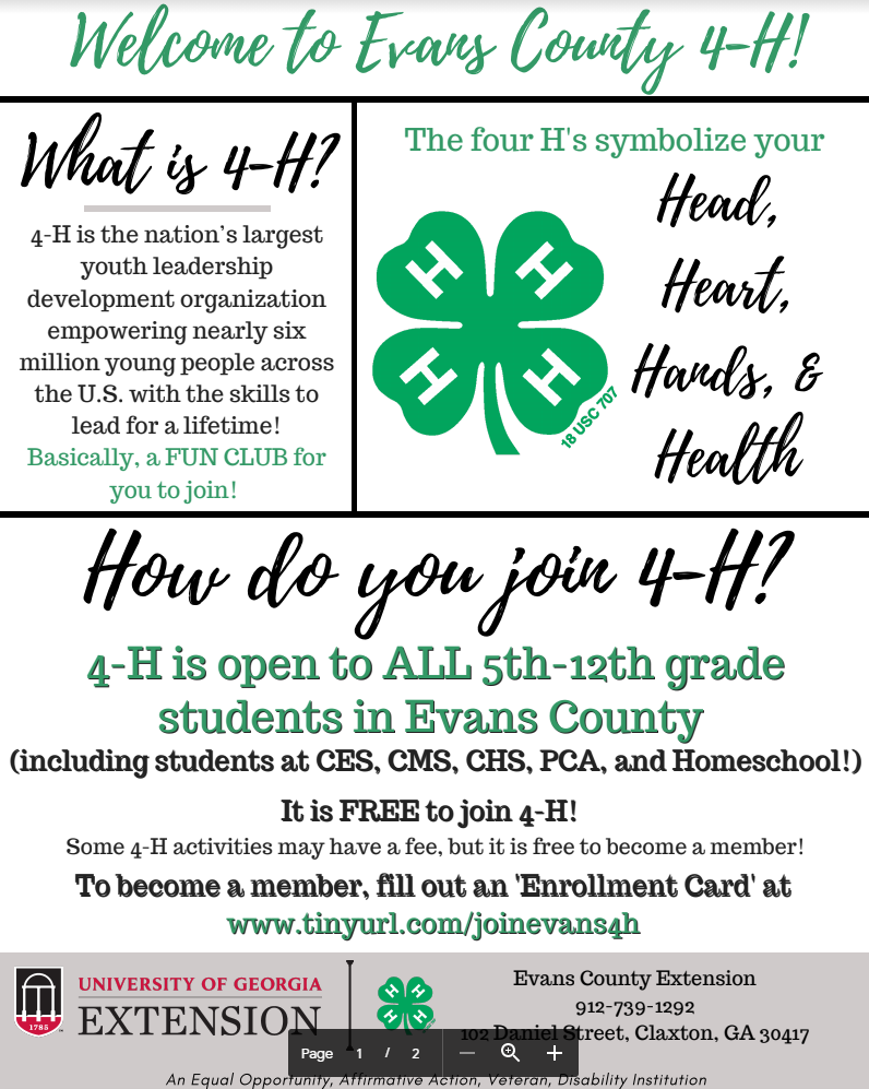Picture of information on 4-H and how to join.