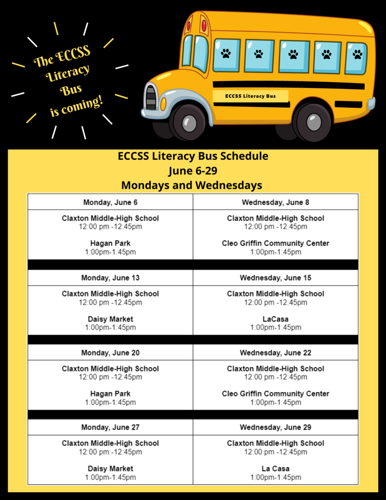 The ECCSS Literacy Bus is coming!